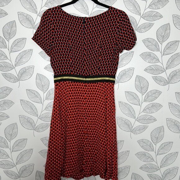 Anthropologie Maeve Amici Rabbit Print Red Dress Size 4 Career - Picture 5 of 12